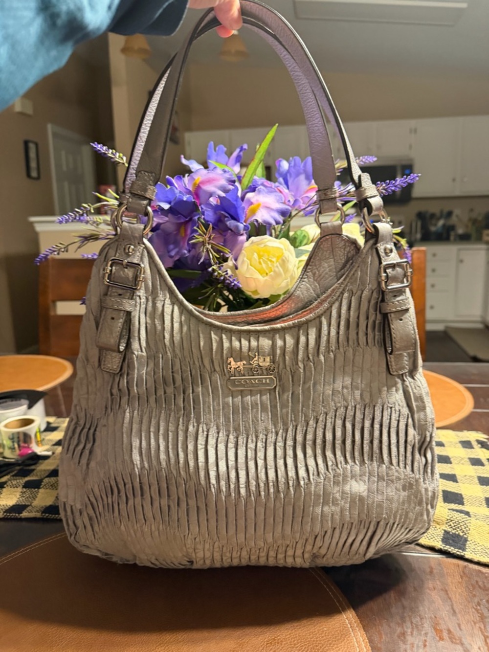 Coach Silver Textured Leather Shoulder Bag 2011 18886